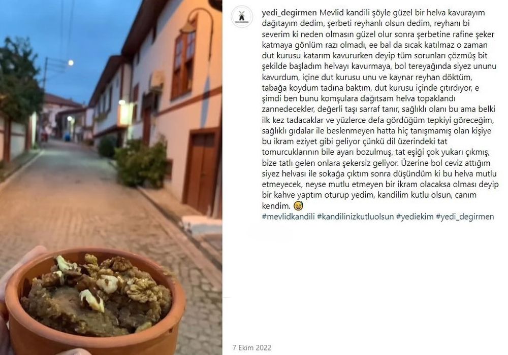 Yedi Değirmen ata tohumu irmik; helva, muhallebi, revani gibi tatlılara ve köftelere eklenebilir.