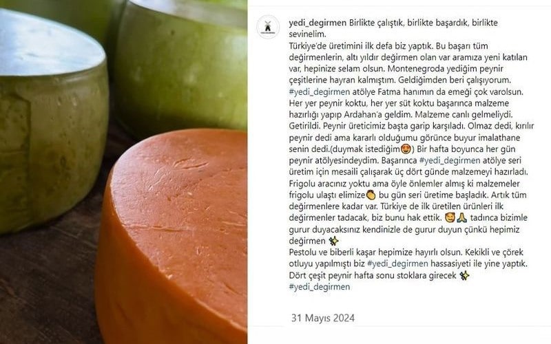 Paprika kaşar, biberli kaşar, Yedi Değirmen, şirden mayalı kaşar